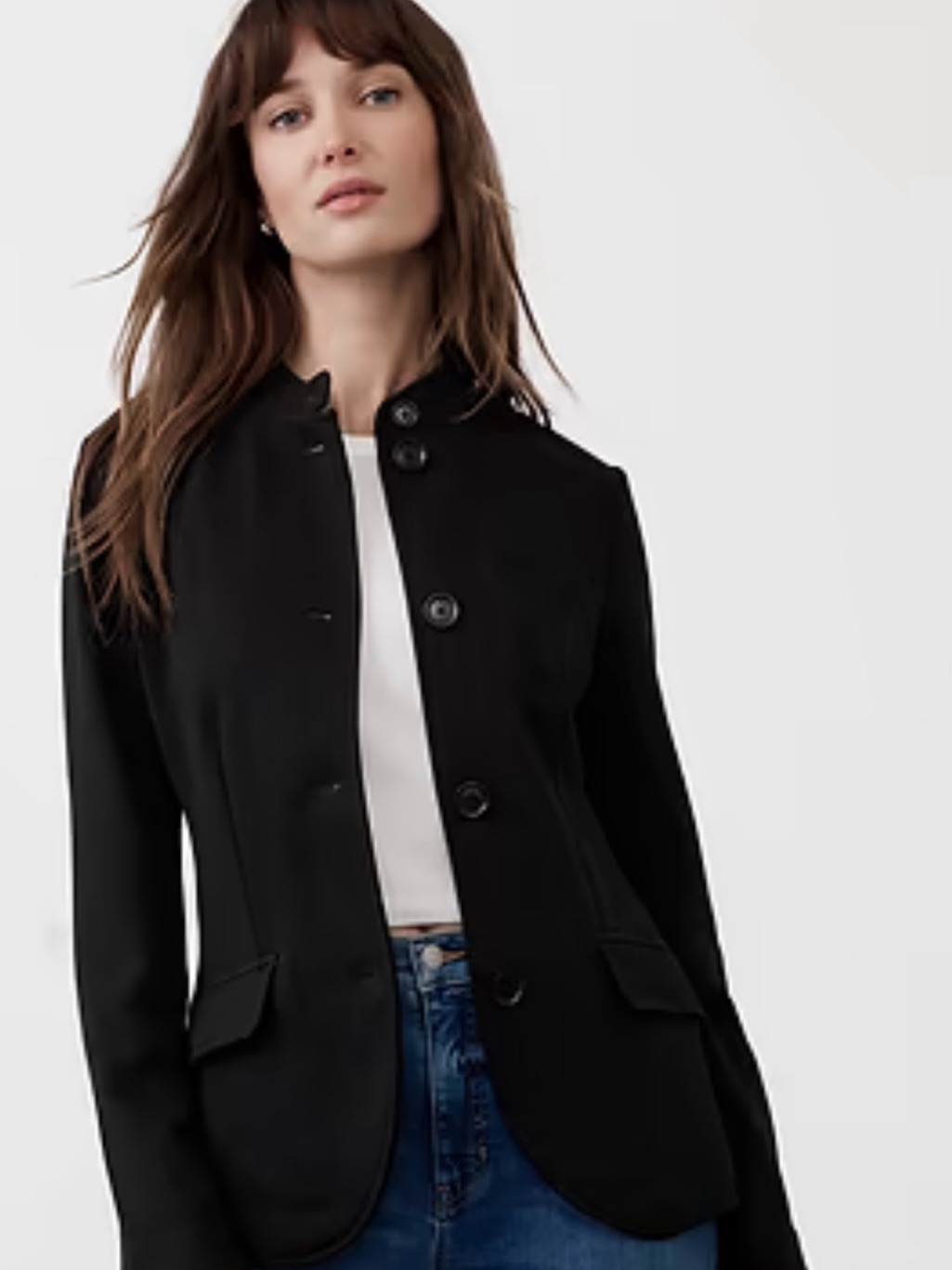 Banana Republic Black Button-Front Blazer